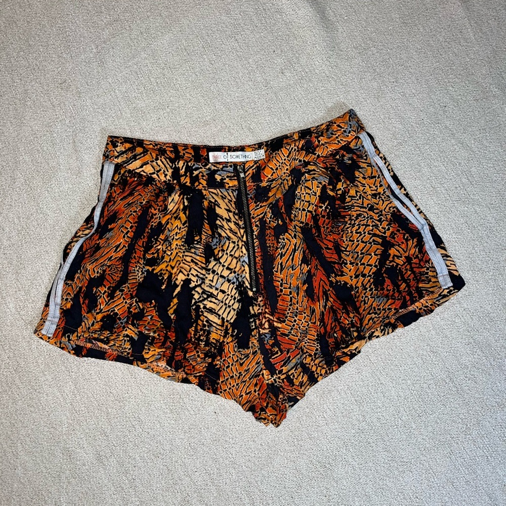 Three Of Something Australia High Waist Abstract Zipper Shorts
